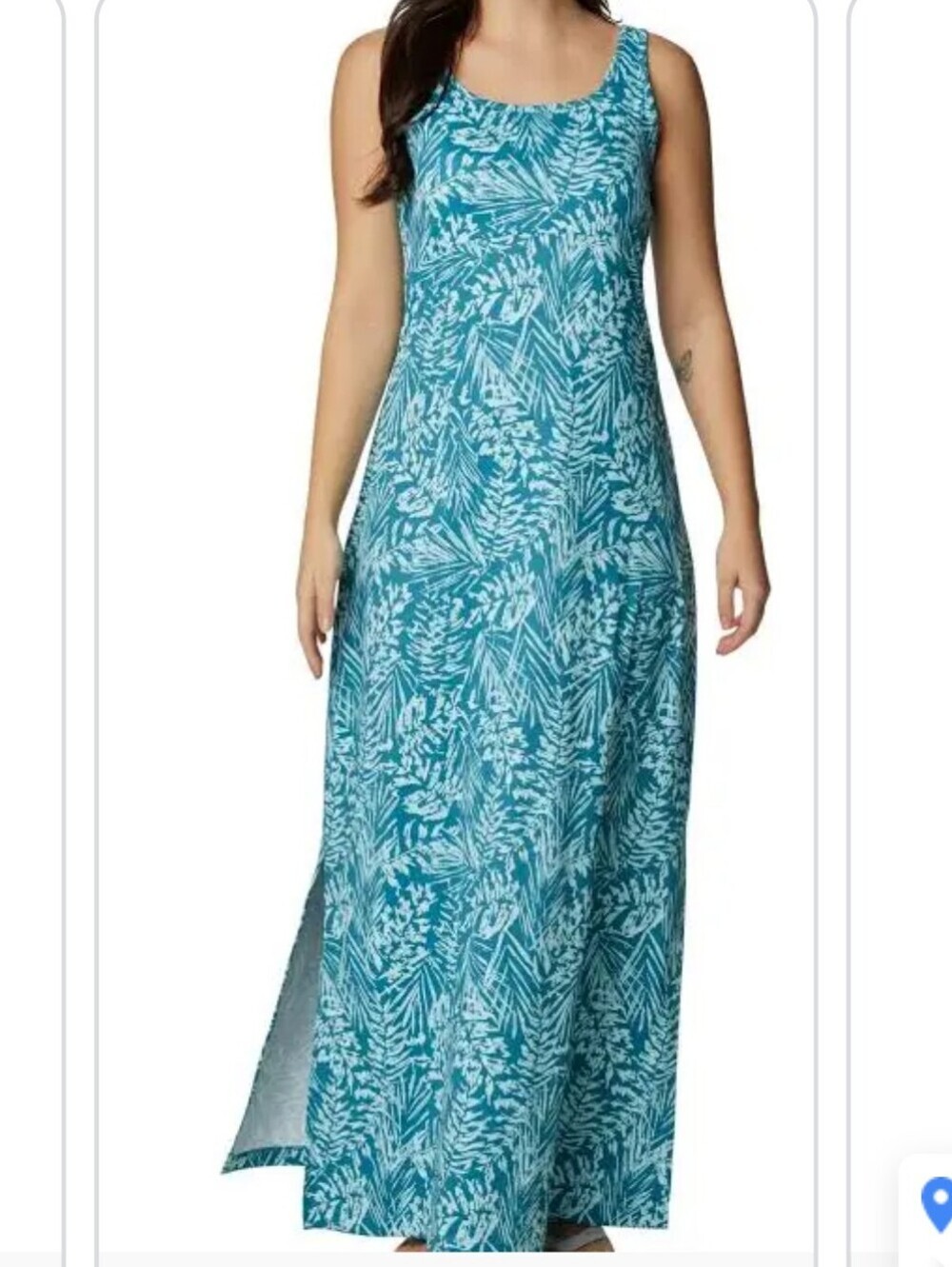Columbia PFG Freezer Sleeveless Teal Botanical Maxi Dress Size Sm